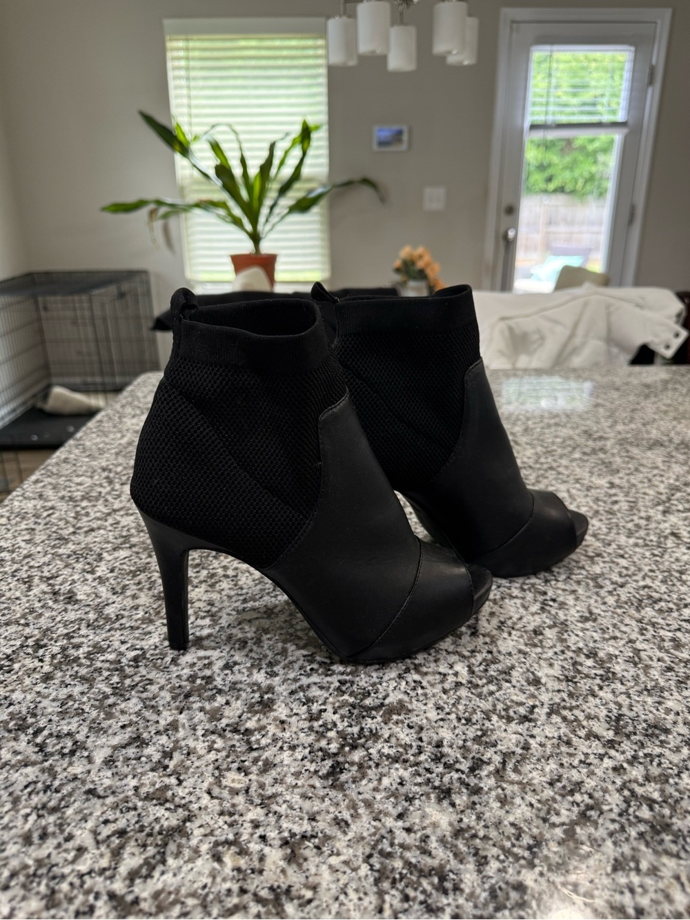 Black Peep-Toe Ankle Boots - Women's Fashion Booties